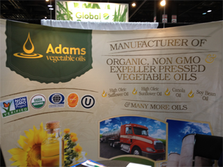 Adams Vegetable Oil promoting non-GMO and organic products