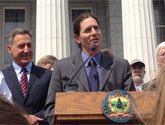 Vermont state senator David Zuckerman and Governor Pete Shumlin at the recent signing and celebration of Vermont’s GMO labeling law