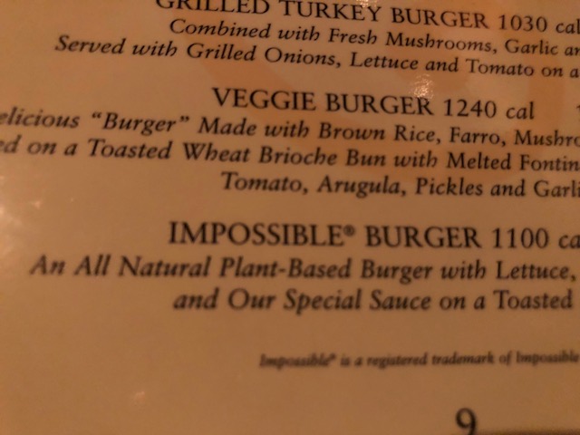 The GMO Impossible Burger on menu