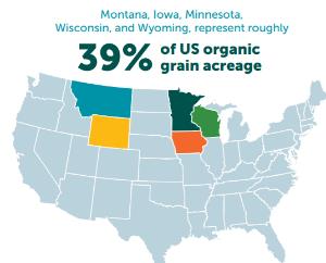 US organic grain production map