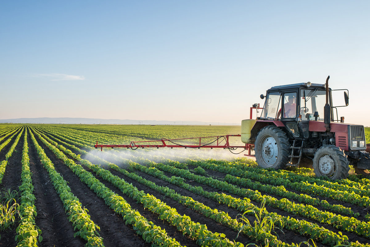 tractor and crop field