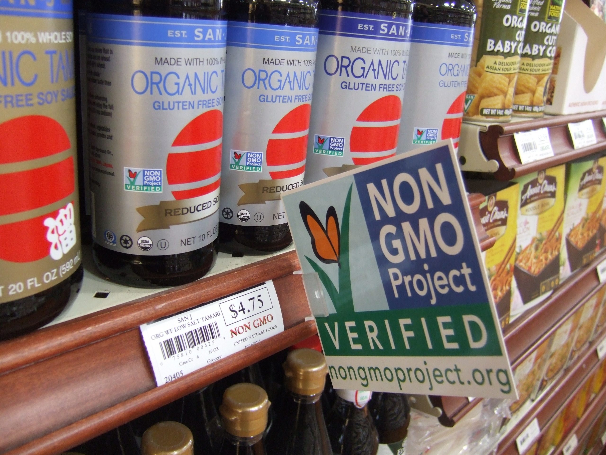 Non GMO Verified sign with San J