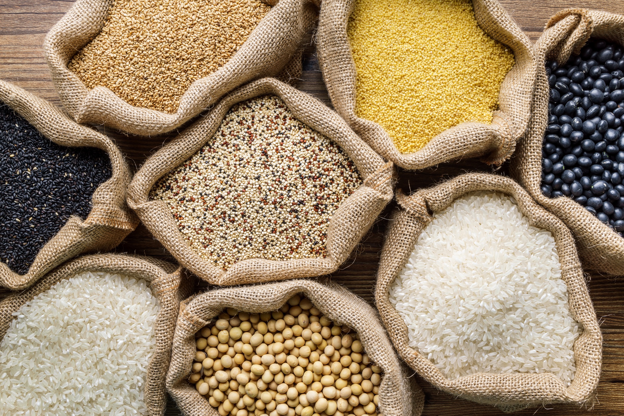 bags of various grains