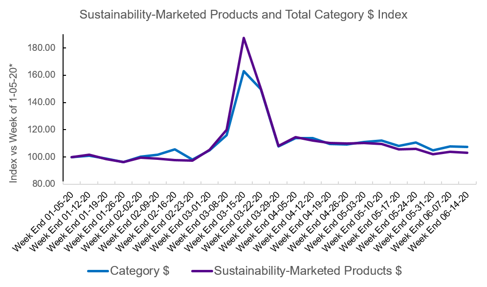 Graph showing growth in sales of sustainable products