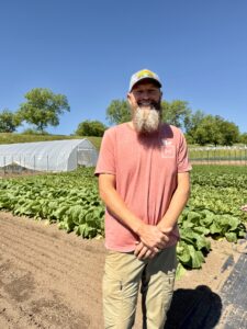 Stephen McCrae - Farm Manager of Hartness Farm, hosting a farm visit for the Swamp Rabbit team